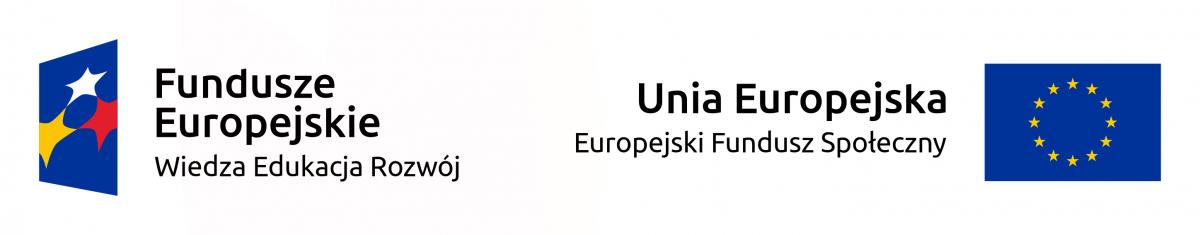 Loga - Fundusze Europejskie Wiedza Edukacja i Rozwój oraz Europejski Fundusz Społeczny