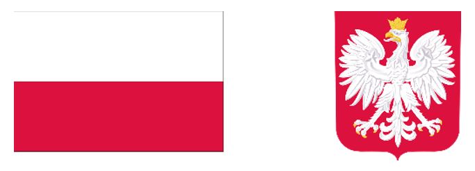 Flaga i godło Polski barwy Rzeczypospolitej Polskiej i wizerunek godła Rzeczypospolitej Polskiej